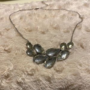 Silver big stone necklace